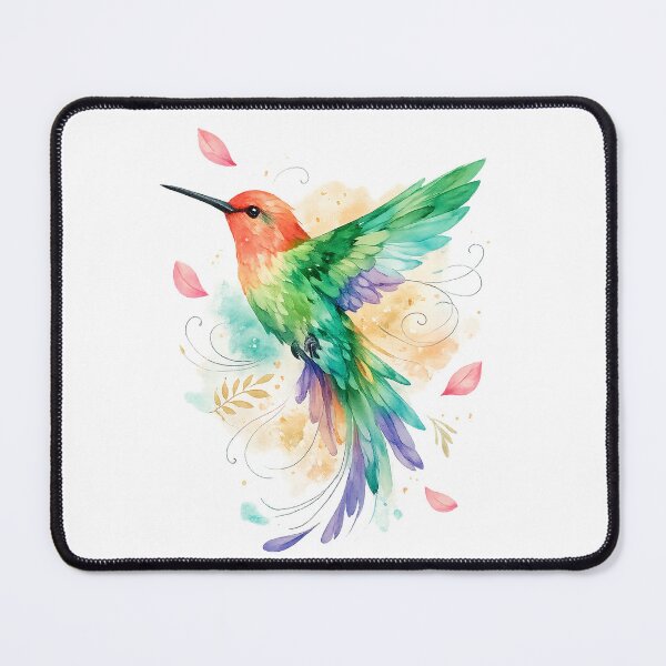 Item preview, Colorful Hummingbird Watercolor Floral Nature Bird Lover Botanical Art designed and sold by inkoutninja.