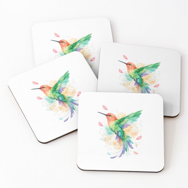 Item preview, Colorful Hummingbird Watercolor Floral Nature Bird Lover Botanical Art designed and sold by inkoutninja.