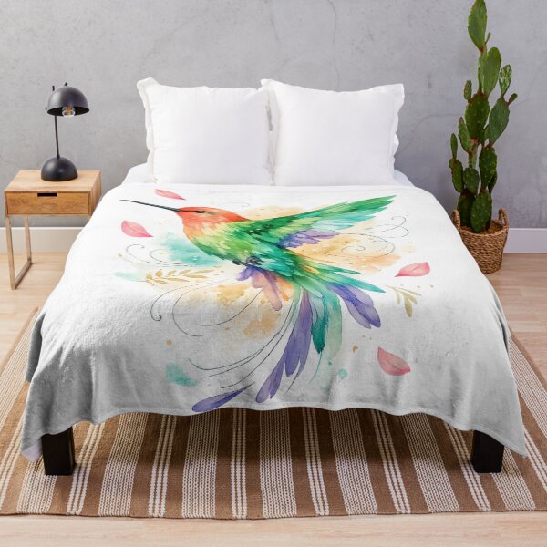 Item preview, Colorful Hummingbird Watercolor Floral Nature Bird Lover Botanical Art designed and sold by inkoutninja.