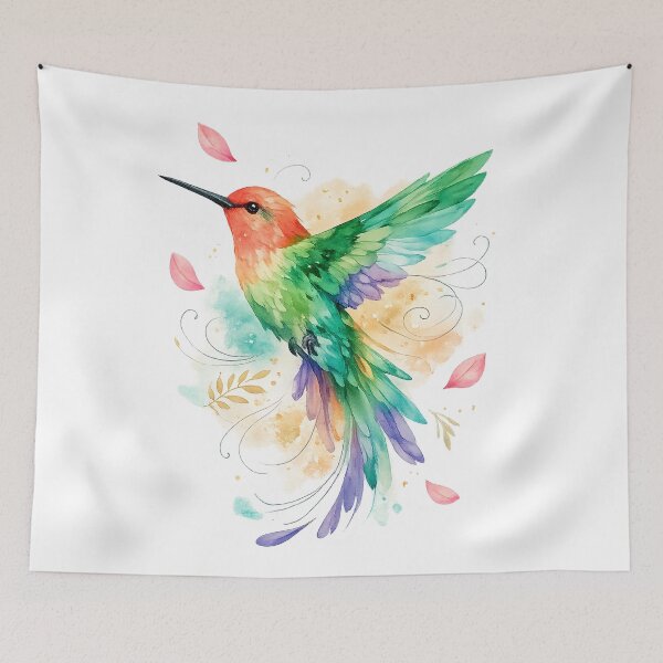 Item preview, Colorful Hummingbird Watercolor Floral Nature Bird Lover Botanical Art designed and sold by inkoutninja.