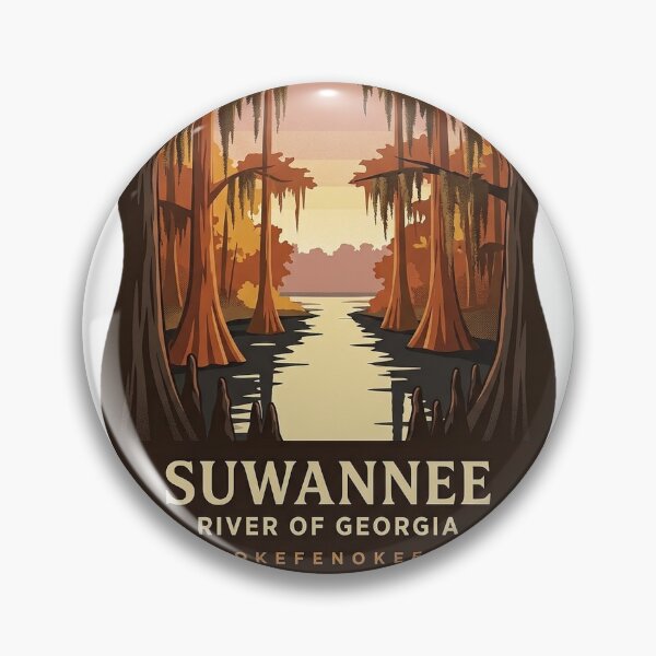 Item preview, Suwannee River Georgia Autumn Crest Sticker - Okefenokee Cypress Headwaters Shield designed and sold by DetourDgn.