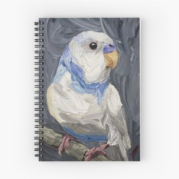 Item preview, Blue and White Parakeet Impressionist Oil Painting designed and sold by Wisewaters.