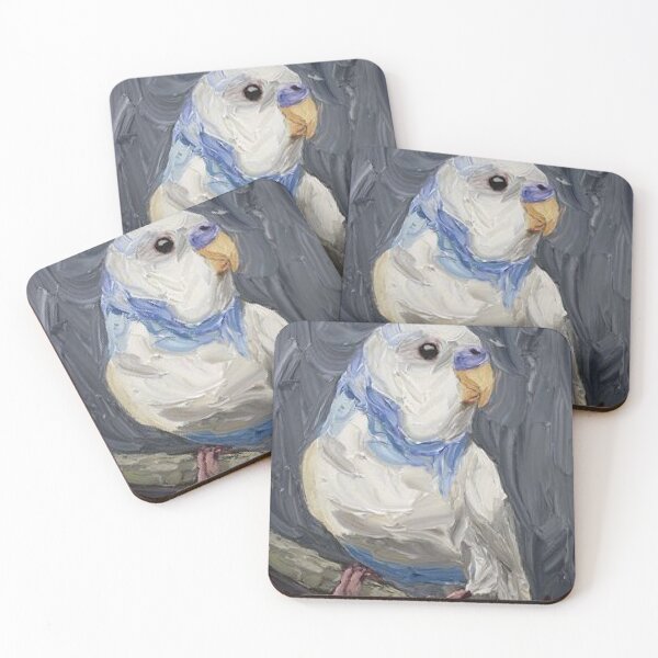 Item preview, Blue and White Parakeet Impressionist Oil Painting designed and sold by Wisewaters.