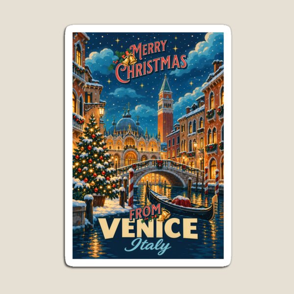 Item preview, Merry Christmas from Venice Italy – Vintage Winter Canal Card designed and sold by Earth Celebration Designs.