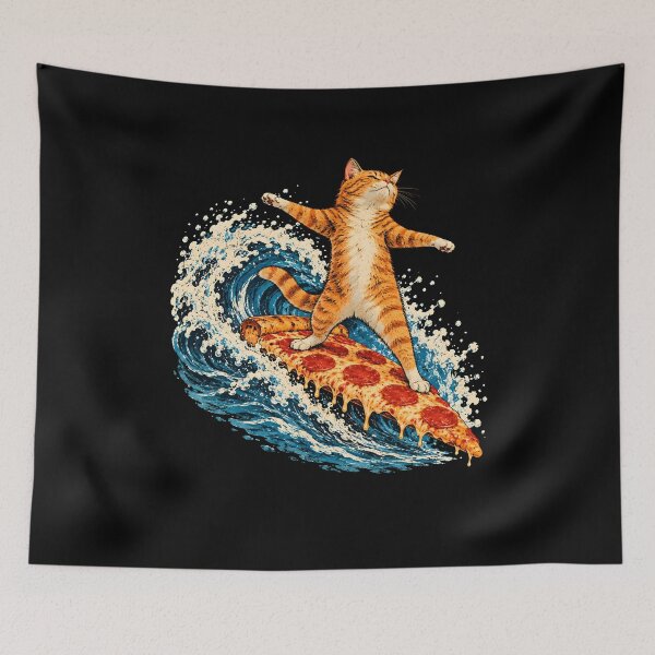 Item preview, Cat Surfing On Pizza Slice designed and sold by a-turner-paint.