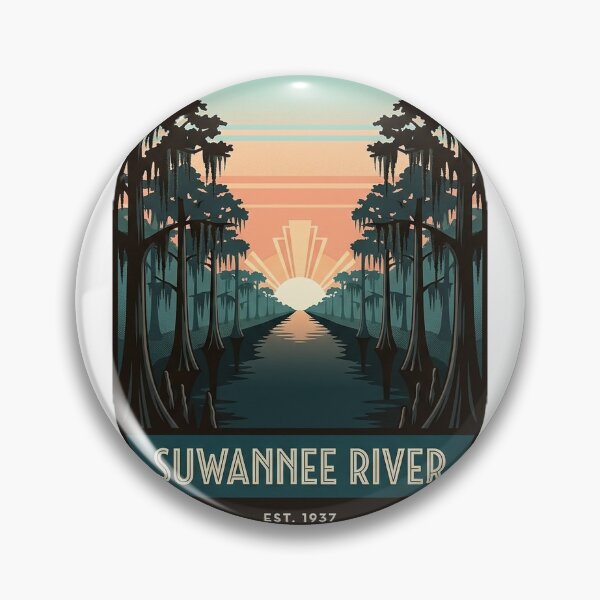 Item preview, Suwannee River Georgia Art Deco Sticker - Blackwater Cypress Sunrise Emblem designed and sold by DetourDgn.