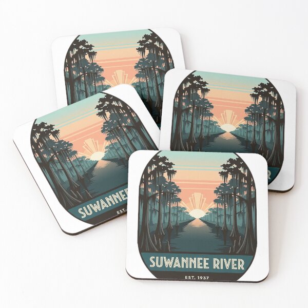 Item preview, Suwannee River Georgia Art Deco Sticker - Blackwater Cypress Sunrise Emblem designed and sold by DetourDgn.