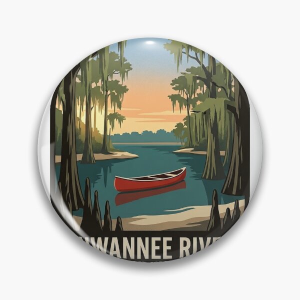 Item preview, Suwannee River Georgia Canoe Sticker - Cypress River Bend Vintage WPA Badge designed and sold by DetourDgn.