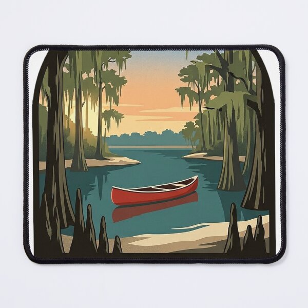Item preview, Suwannee River Georgia Canoe Sticker - Cypress River Bend Vintage WPA Badge designed and sold by DetourDgn.