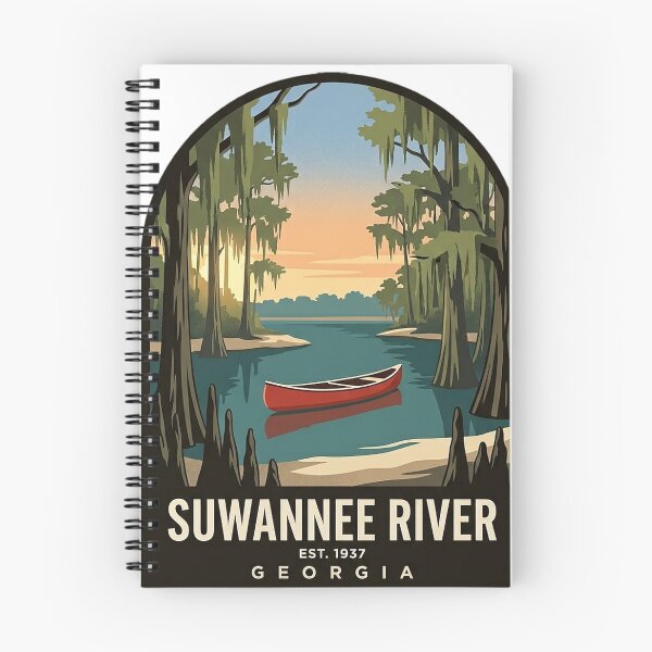 Item preview, Suwannee River Georgia Canoe Sticker - Cypress River Bend Vintage WPA Badge designed and sold by DetourDgn.