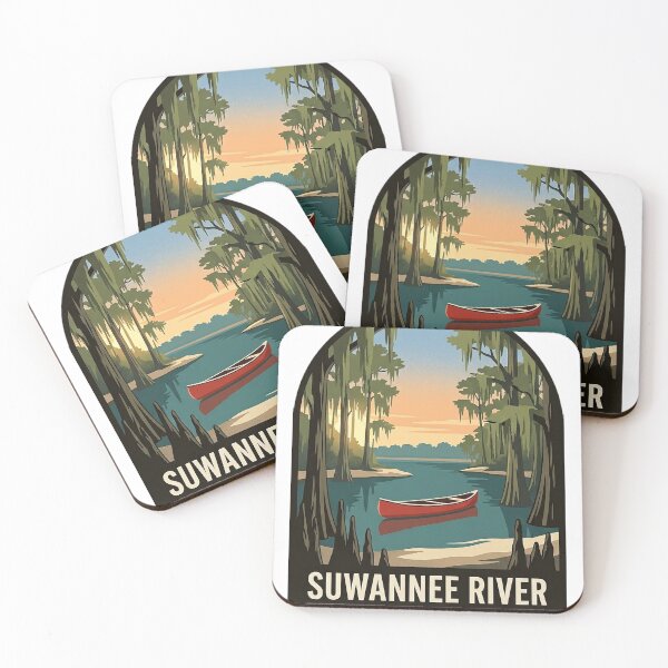 Item preview, Suwannee River Georgia Canoe Sticker - Cypress River Bend Vintage WPA Badge designed and sold by DetourDgn.