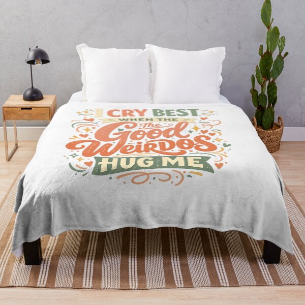 Item preview, I Cry Best When the Good Weirdos Hug Me Funny Friendship Retro Quote Art designed and sold by inkoutninja.