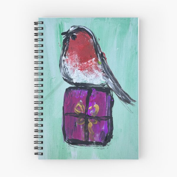 Item preview, Petirrojo navideño sentado sobre un regalo designed and sold by Jacquie Beddows.