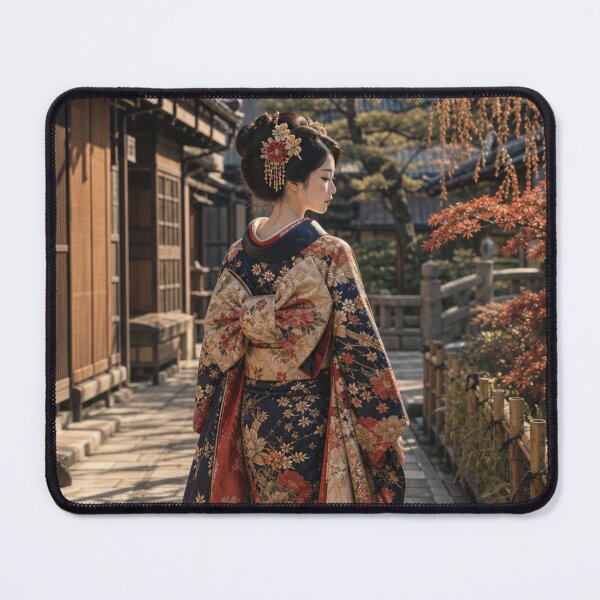 Item preview, Japanese Woman in Traditional Kimono Historic Town Street Art designed and sold by vekotpu.