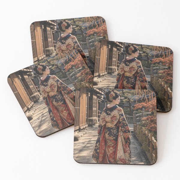 Item preview, Japanese Woman in Traditional Kimono Historic Town Street Art designed and sold by vekotpu.