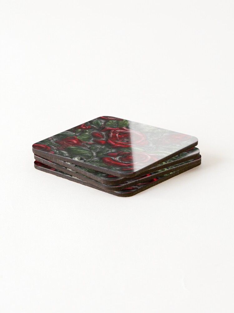 Thumbnail 4 of 5, Coasters (Set of 4), Embosser Red Roses designed and sold by tarjan95.