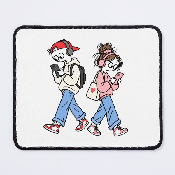 Item preview, Lo-Fi Vibe Gen Z Walking Couple Doodle designed and sold by SimonasPeace.