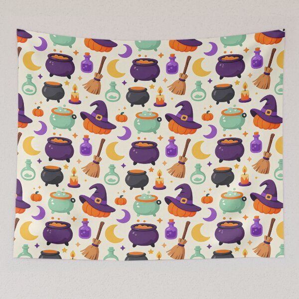 Item preview, Cute Witch Halloween Cauldron Pattern designed and sold by Mimoshi ⭐⭐⭐⭐⭐.