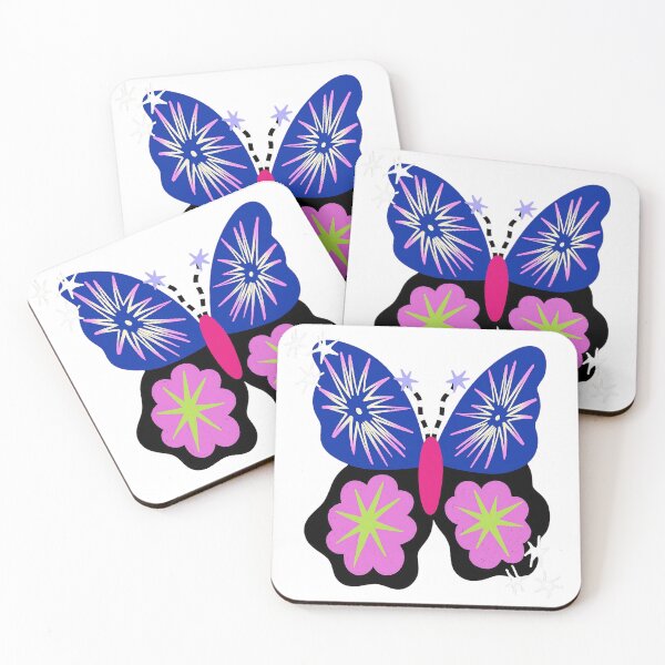 Item preview, Whimsical Blue Pink Butterfly Floral designed and sold by KupuKupu Malam.