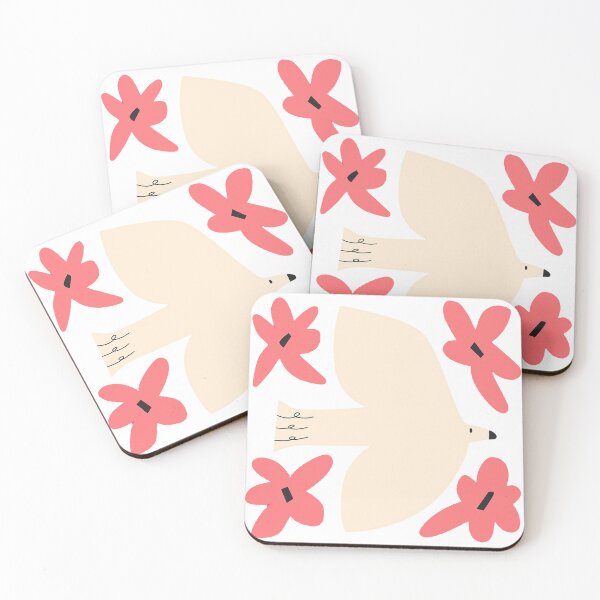 Item preview, White Dove with Pink Flowers designed and sold by KupuKupu Malam.