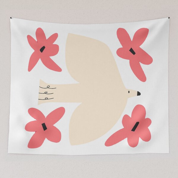 Item preview, White Dove with Pink Flowers designed and sold by KupuKupu Malam.