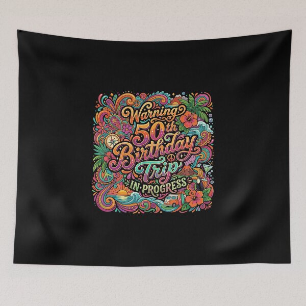 Item preview, Warning 50th Birthday Trip In Progress Fiftieth Birthday Vacation Celebration designed and sold by PopStars1993.