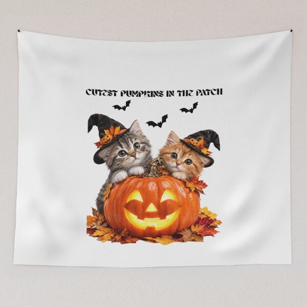 Item preview, Cute Witch Cats Glowing Halloween Pumpkin Patch designed and sold by Azmatdesigner.