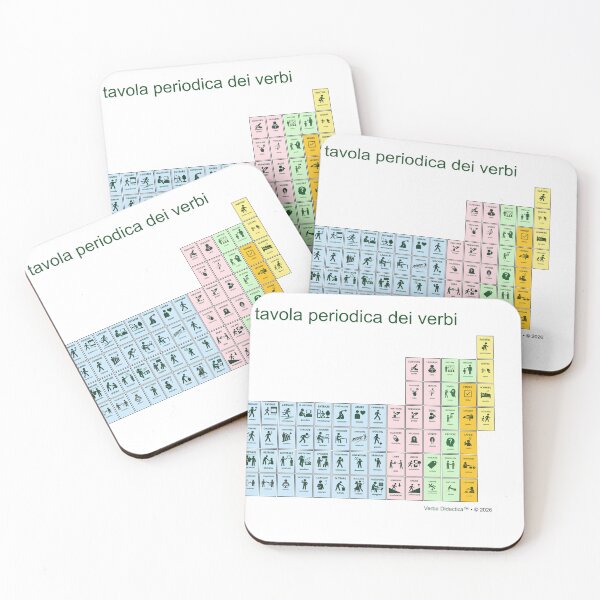 Item preview, Italian periodic table, a playful visual of verbs - green letters designed and sold by VerbaDidactica.