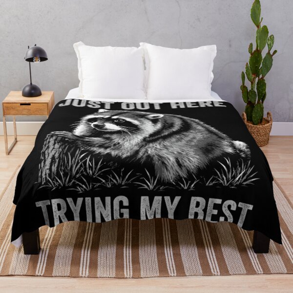 Item preview, Just Out Here Trying My Best Raccoon Lover Funny Animal Quote designed and sold by ZadehsiGG.