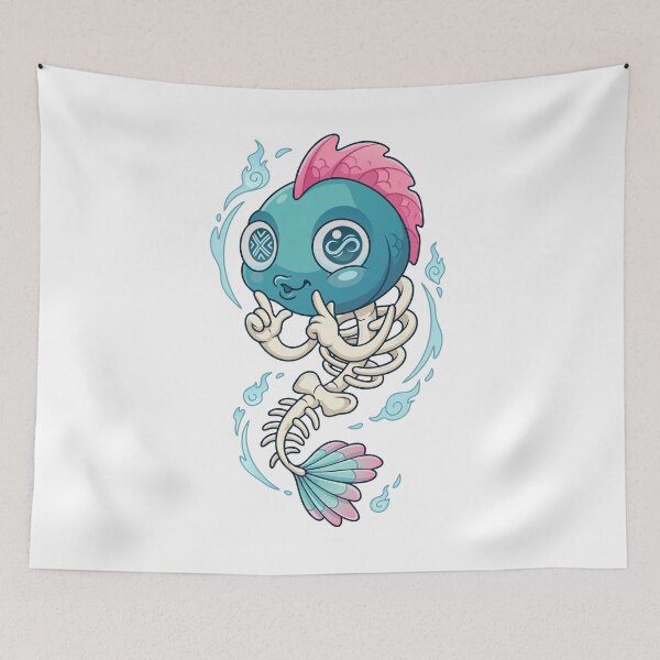 Item preview, Pastel Creepy Cute Skeleton Fish Mermaid Art designed and sold by Rupesh-Art26.