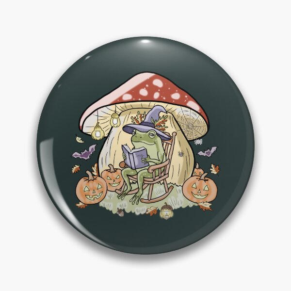 Item preview, Frog Reading Book Under Mushroom Halloween Spooky goblincore  designed and sold by LeshanArt.