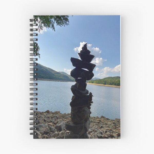 Item preview, Túmulo de piedra zen junto al lago tranquilo. designed and sold by ObjectAndNature.