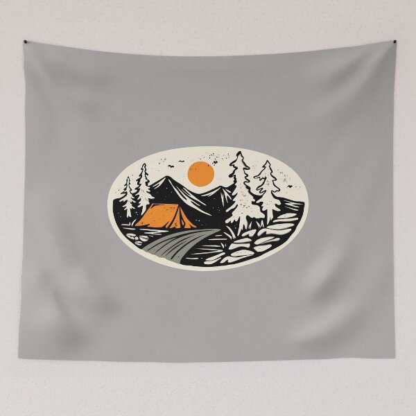 Item preview, Campfire Sunset Tent Vintage Outdoor Badge-30 designed and sold by BronislavShvets.