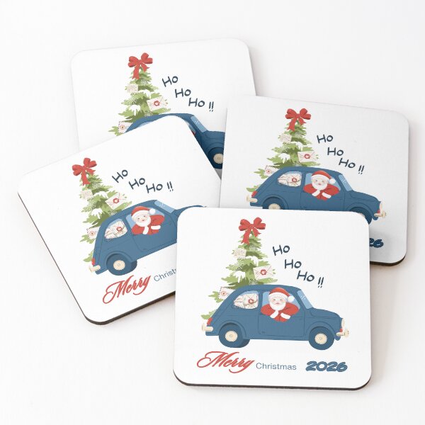 Item preview, Santa Driving Blue Vintage Car Merry Christmas 2026 designed and sold by poonzapoon.