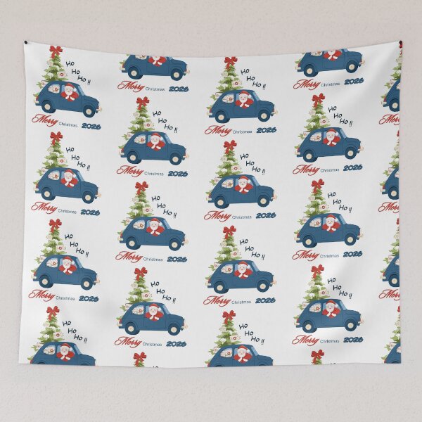 Item preview, Santa Driving Blue Vintage Car Merry Christmas 2026 designed and sold by poonzapoon.