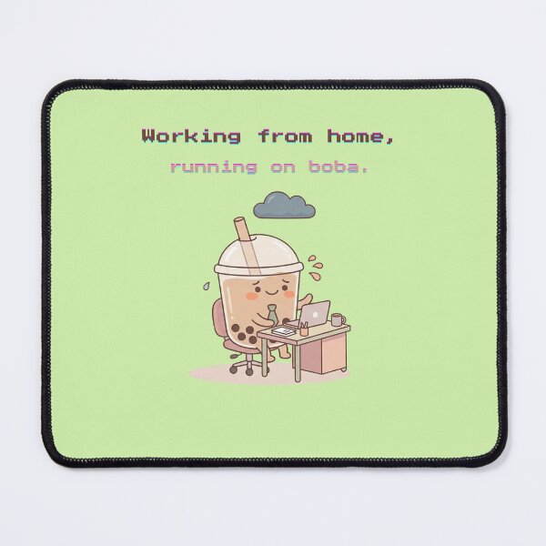 Item preview, Boba Office Worker Laptop Rain Cloud Kawaii designed and sold by Soft Strength Studio.