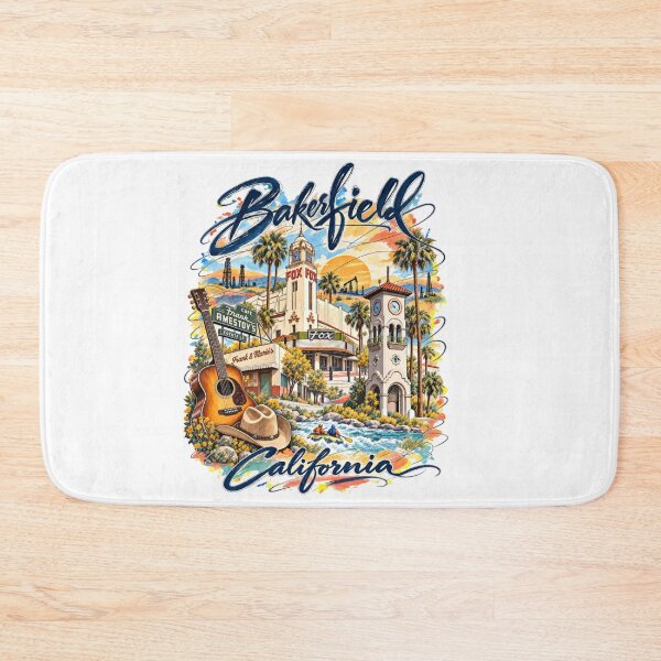 Item preview, Bakersfield California Travel Poster – Oil Fields, Music & Kern River designed and sold by Russell Thorne.