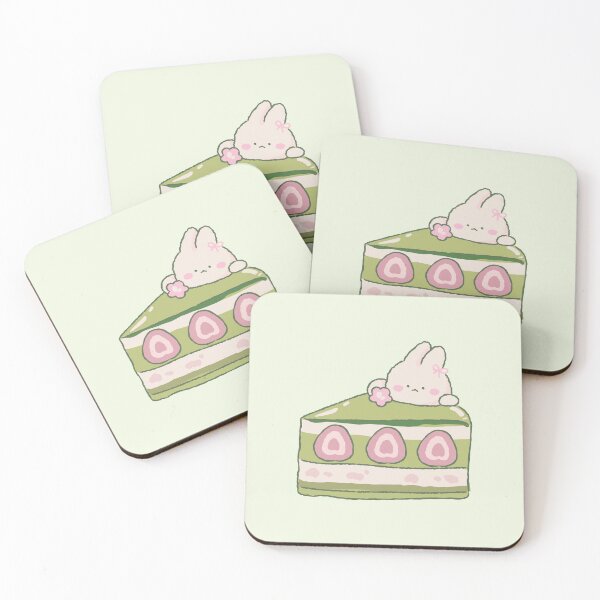 Item preview, kawaii strawberry matcha cake designed and sold by PeachyLitchi.