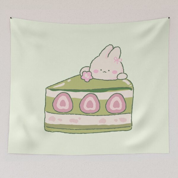 Item preview, kawaii strawberry matcha cake designed and sold by PeachyLitchi.