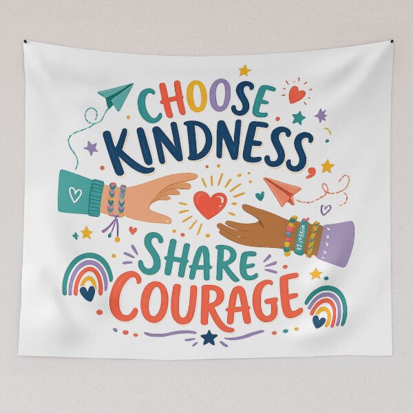 Item preview, Choose Kindness Share Courage Positive Friendship Inspirational Quote Art designed and sold by inkoutninja.