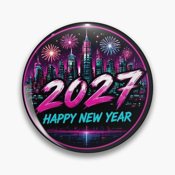Item preview, Cyberpunk 2027 Happy New Year Neon City Skyline designed and sold by LazyDayzCo.