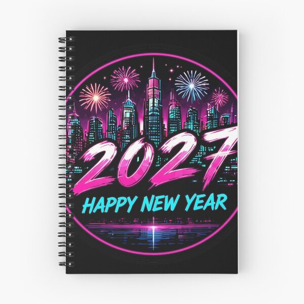 Item preview, Cyberpunk 2027 Happy New Year Neon City Skyline designed and sold by LazyDayzCo.
