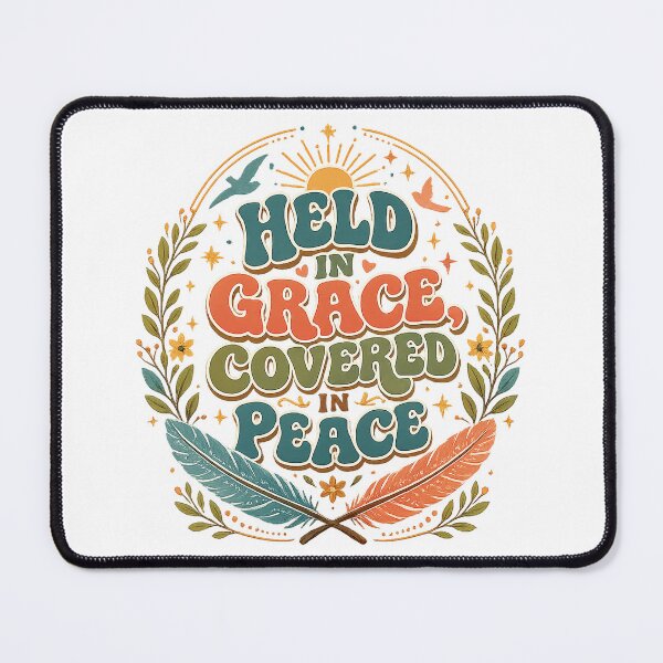 Item preview, Held in Grace Covered in Peace Inspirational Faith Boho Retro Quote Art designed and sold by inkoutninja.