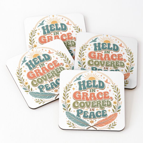 Item preview, Held in Grace Covered in Peace Inspirational Faith Boho Retro Quote Art designed and sold by inkoutninja.