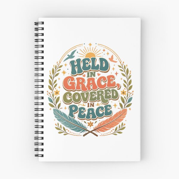 Item preview, Held in Grace Covered in Peace Inspirational Faith Boho Retro Quote Art designed and sold by inkoutninja.