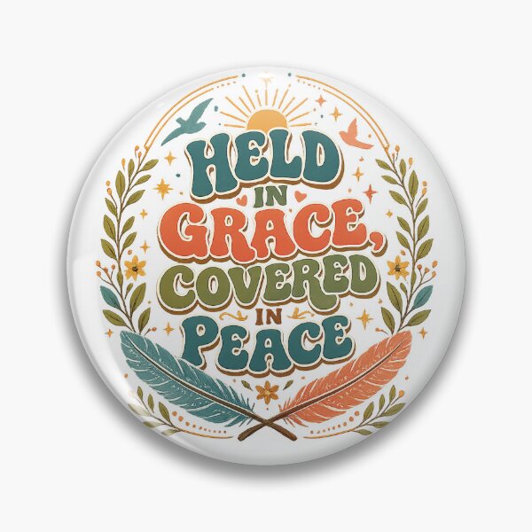Item preview, Held in Grace Covered in Peace Inspirational Faith Boho Retro Quote Art designed and sold by inkoutninja.