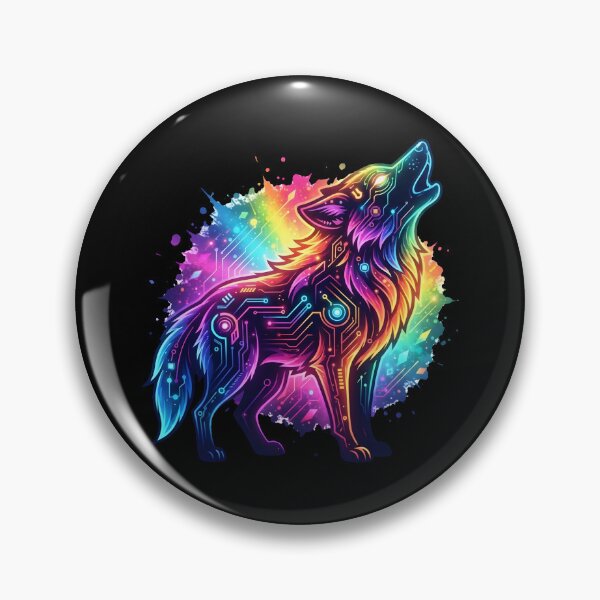 Item preview, Wolf Fursona Neon Rainbow Pride Cyberpunk Aesthetic Graphic designed and sold by DuckOddity.