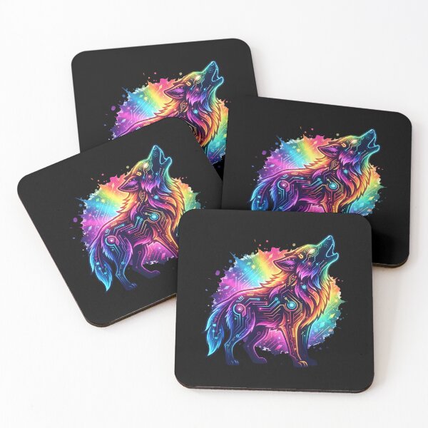 Item preview, Wolf Fursona Neon Rainbow Pride Cyberpunk Aesthetic Graphic designed and sold by DuckOddity.