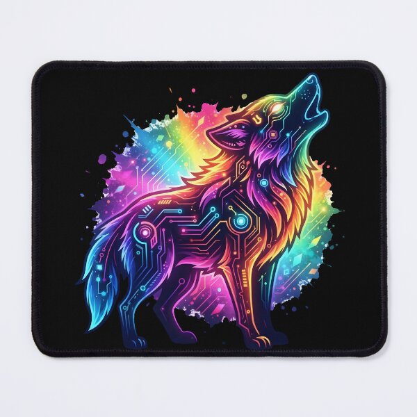 Item preview, Wolf Fursona Neon Rainbow Pride Cyberpunk Aesthetic Graphic designed and sold by DuckOddity.