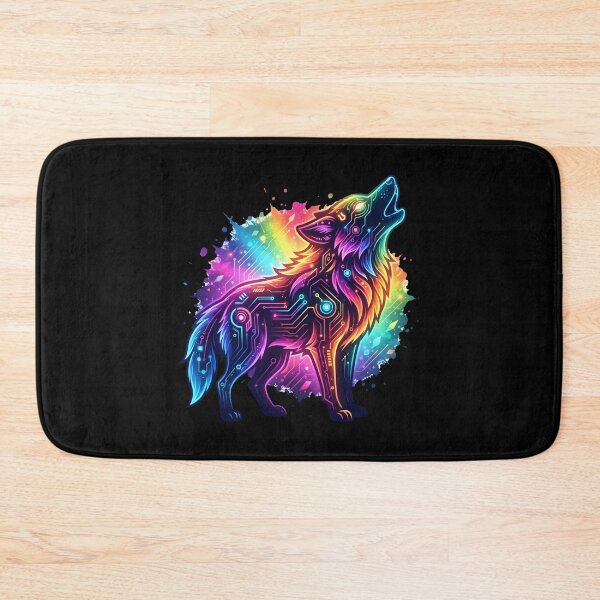 Item preview, Wolf Fursona Neon Rainbow Pride Cyberpunk Aesthetic Graphic designed and sold by DuckOddity.